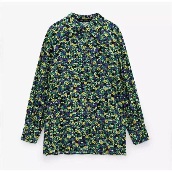 NWT Zara Women’s Full Floral Printed Button Shirt Size XS - Picture 4 of 8